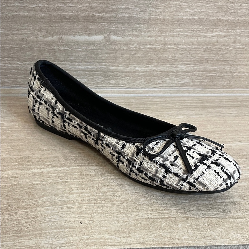 Falls Creek NWOT Sz 9 Black and White Tweed Bow Flats - Picture 1 of 10